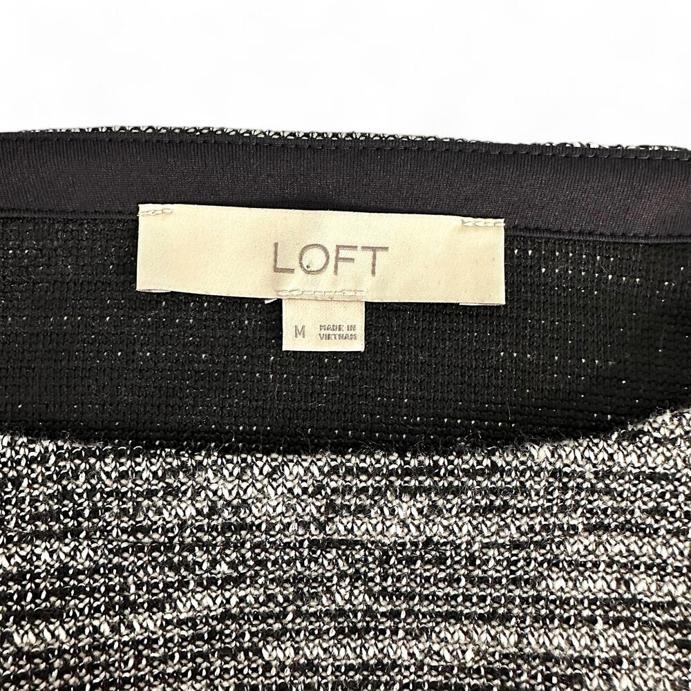 Ann Taylor LOFT Long Sleeve Tweed Drop Waist Dress M Gray Balloon Sleeve A-Line - Picture 6 of 10